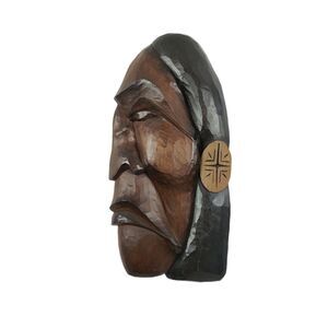 1st Nation Native Art Face Profile Wood Carving Salish Rocky Mathias Joe